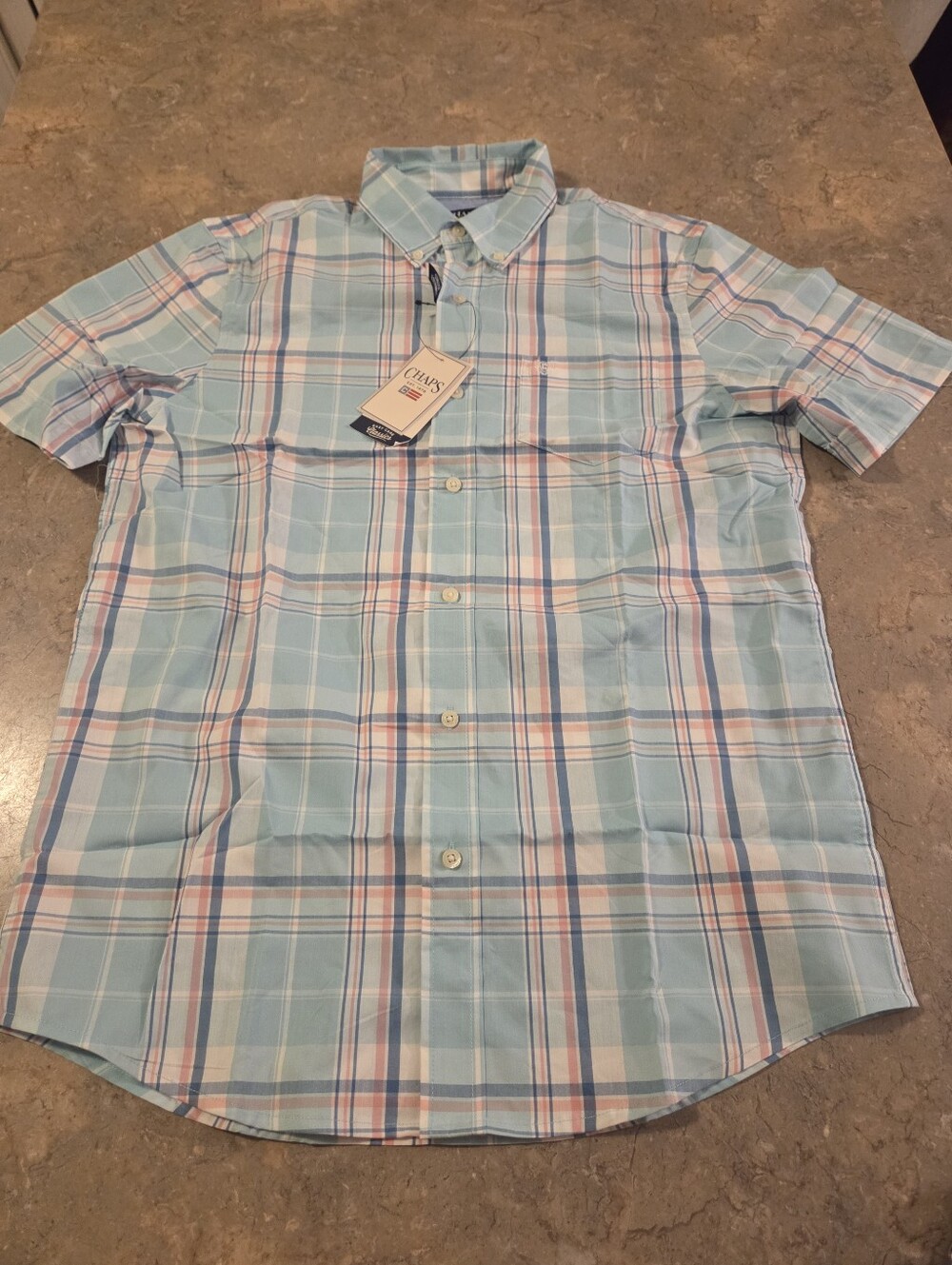 Chaps Mens Short Sleeve Button Down Size Small